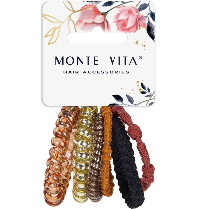 Резинки для волос НАБОР 6 шт, разные цвета, ассорти форм,MONTE VITA 457064