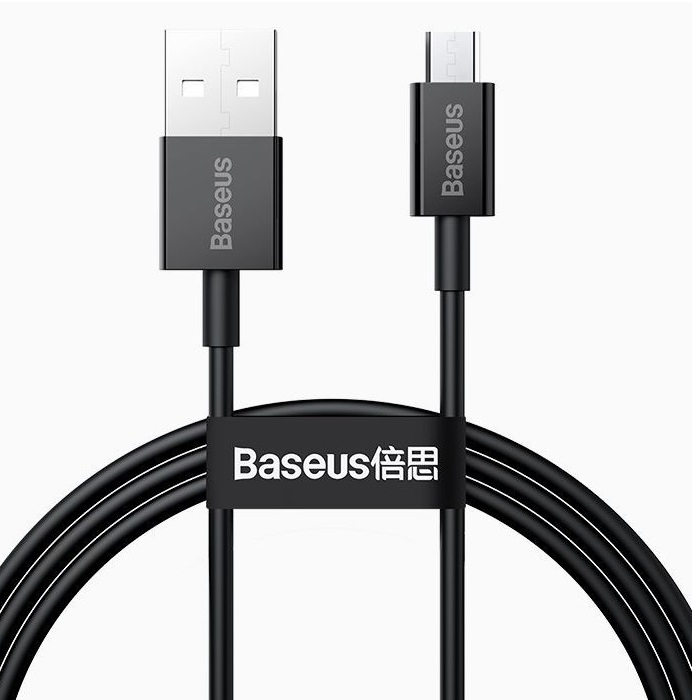 Кабель USB <--> microUSB  2.0м BASEUS Superior Series черный (CAMYS-A01)