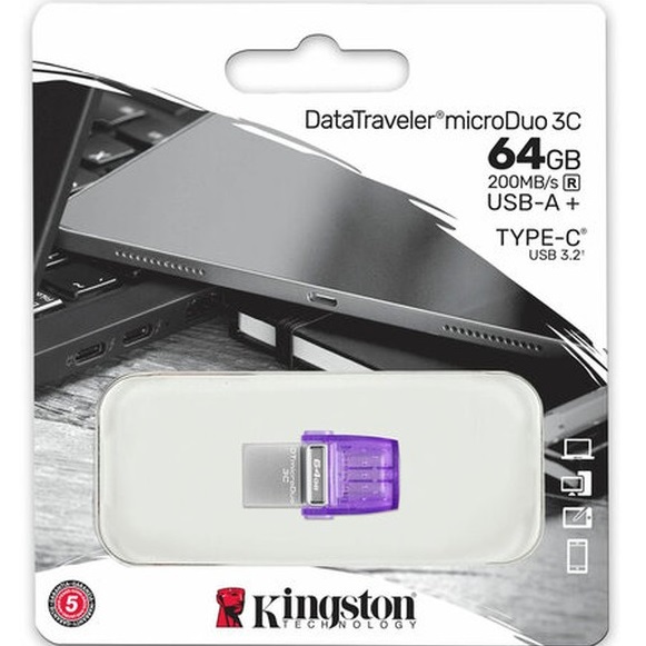 USB 64Gb Kingston DataTraveler microDuo 3C (USB 3.0/3.2 + Type C)