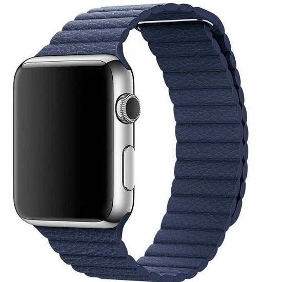 Кожаный ремешок NONAME для Apple Watch 42/44/45/49mm на магните, синий