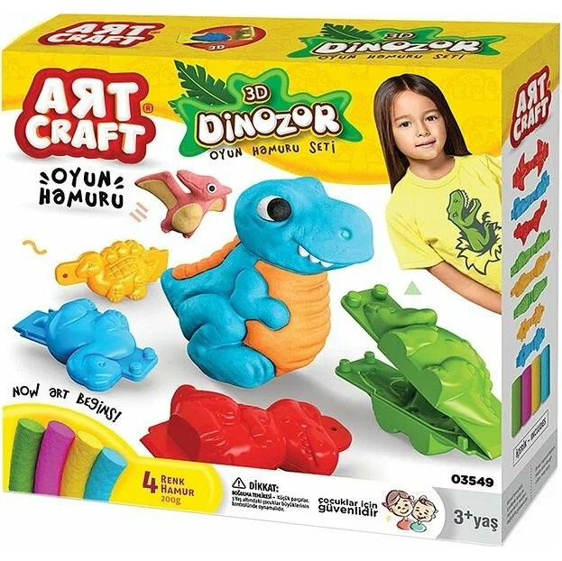 Набор для лепки 3D Динозавры, тесто 4х50г 03549 AЯT CRAFT