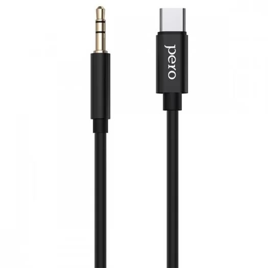 Кабель Jack 3.5  <--> Type-C  1.0м PERO MC-02 Black