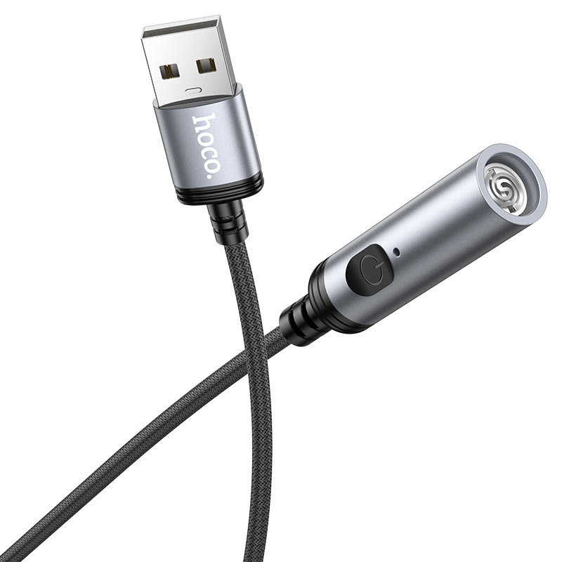 Прикуриватель, USB HOCO, UA30, серебряный 4