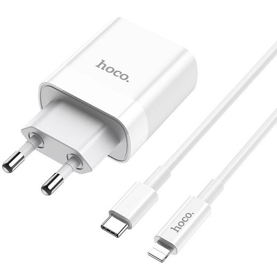 Сетевое ЗУ 1USB/1Type-C 3A HOCO C80A Plus, Rapido, белый, 20Вт, Lightning- Type-C