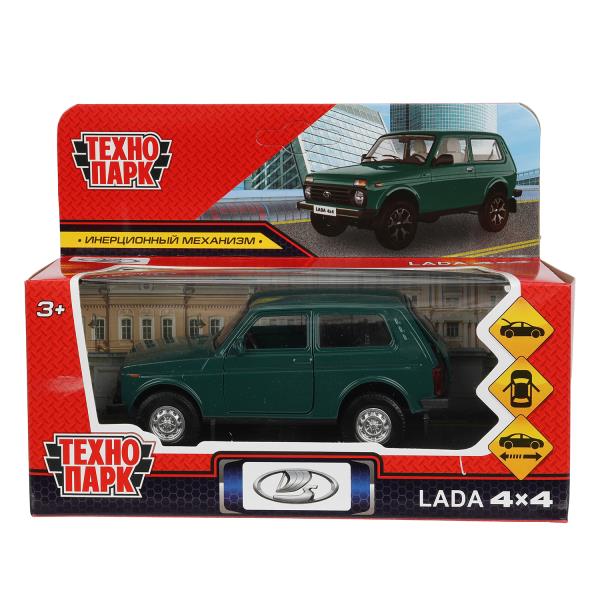 Машина металл LADA 4x4 длина 12 см инерц зеленый Технопарк 392184