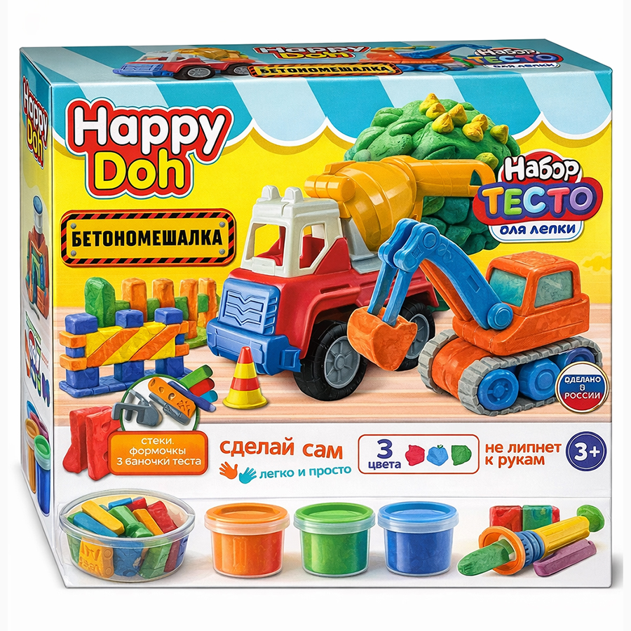 Набор для лепки с формочками БЕТОНОМЕШАЛКА 24 см HAPPY DOH PDSET-125613-BET