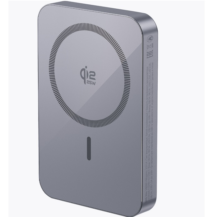 Внешний АКБ DEPPA NRG Max  Qi2.2 (10000mAh), серый, 25Вт (33714)
