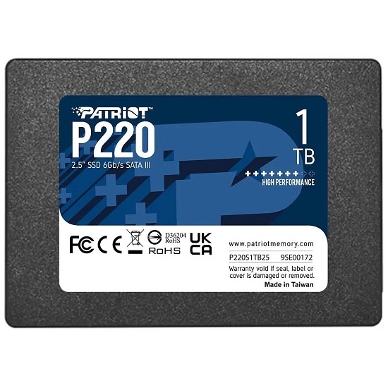 Накопитель SSD 2.5" 1Tb PATRIOT P220, P220S1TB25, 550/500, RET