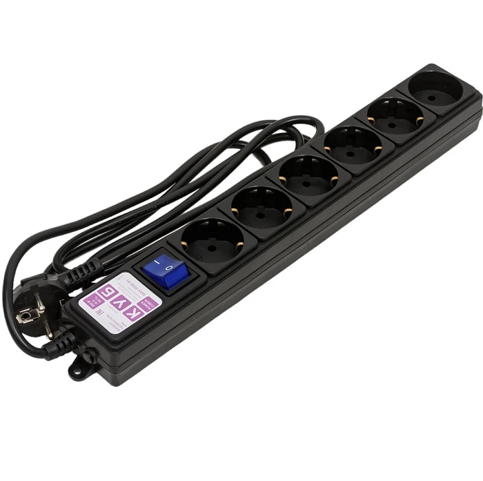 Сетевой фильтр  1.9м PowerCube SPG6-B1,9M (21887), черный, 6 розеток, 16А
