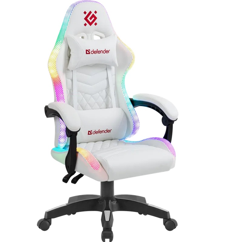Кресло игровое DEFENDER Core белый,RGB,класс 4,PU
