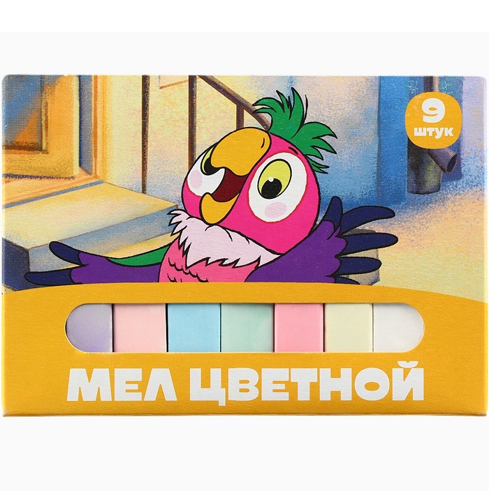 Мелки цветные школьные 9 шт. «Попугай Кеша» 10135718