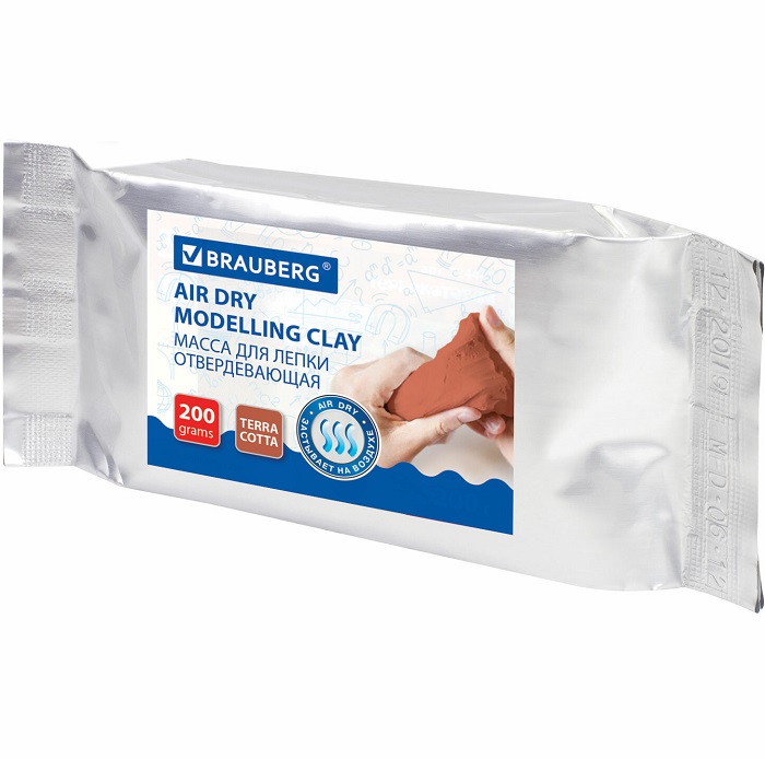 Паста  (масса) для моделирования и лепки BRAUBERG 200г, терракот, ВЫСШЕЕ КАЧЕСТВО, 224442