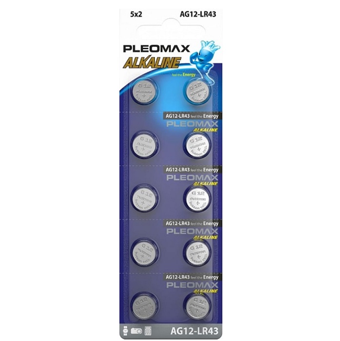 Элемент питания SAMSUNG Pleomax AG12 (386) LR1142, LR43 BL-10 Button Cell, (10/100/1000/70000), (арт.Б0061013)