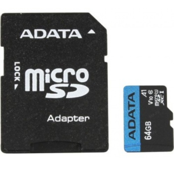 Micro SD 64Gb A-Data Class 10 Premier Pro A1 UHS-I (100 Mb/s) + SD адаптер