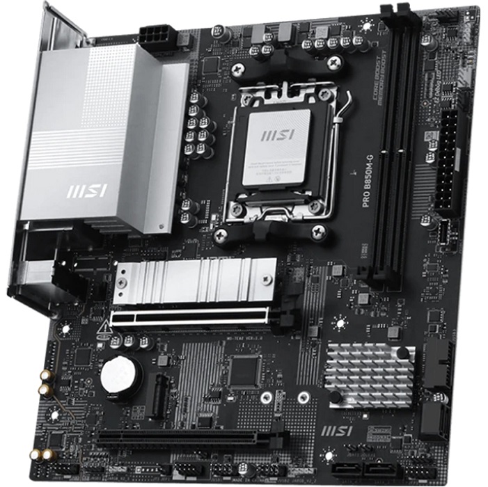 Материнская плата MSI PRO B850M-G, AM5, AMD B850, 2xDDR5, 4xSATA, 2xM.2, 1xPCIe 5.0 x16, 1xPCIe 4.0 x4, 1xDP, 1xHDMI, 1x5Gb LAN, 1xUSB-C 5Gbps, 3xUSB-