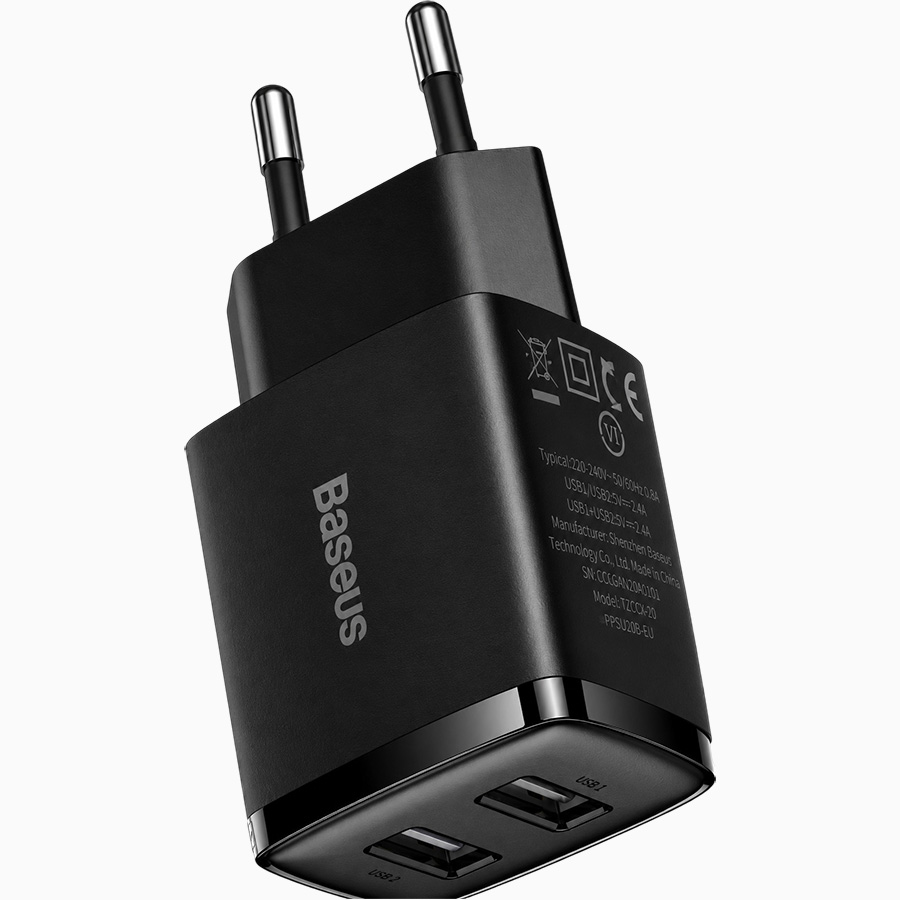 Сетевое ЗУ 2USB BASEUS CCXJ010201 черный, 10.5W 4
