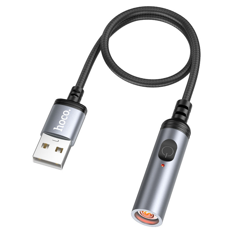 Прикуриватель, USB HOCO, UA30, серебряный 2