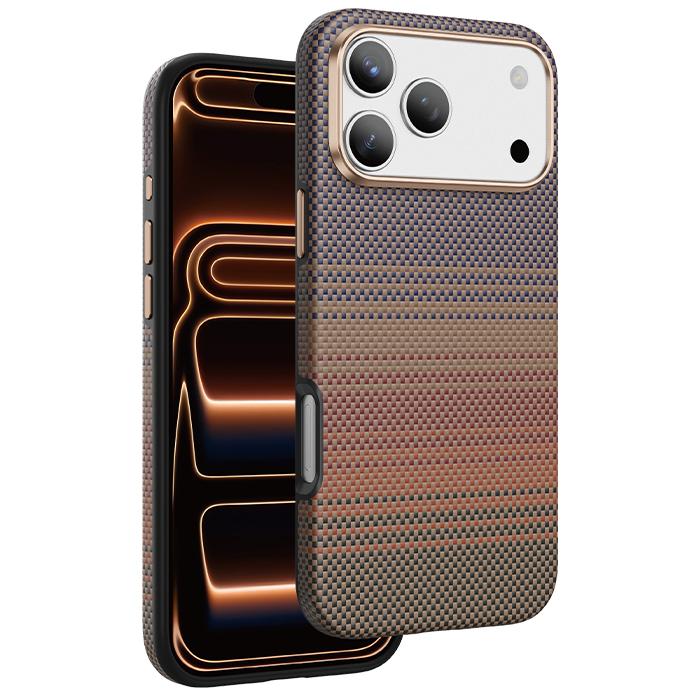 Задняя накладка KEEPHONE KEVILAR CAISER MAGSAFEANTISHOCK CASE для iPhone 17 PRO, SUNSET