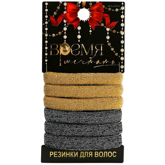 Резинки для волос новогодние «Время мечтать» на Новый год, набор 6 шт, d = 4 см