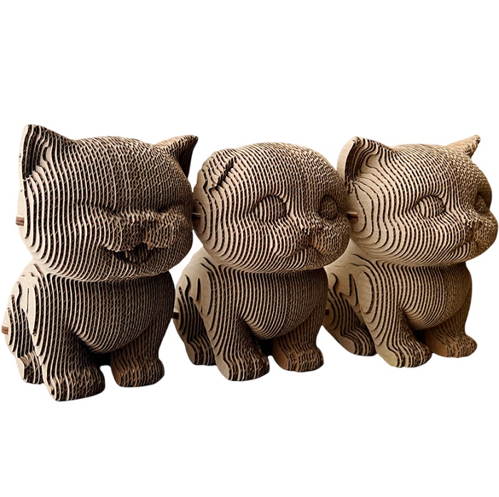 Картонный 3D конструктор QBRIX Три котика 2