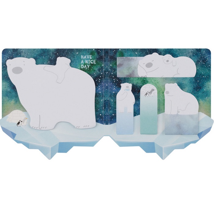 Флажки-закладки и самоклеящиеся блоки в наборе MESHU "Polar Bears", 20л*5 цветов, европ MS_64890
