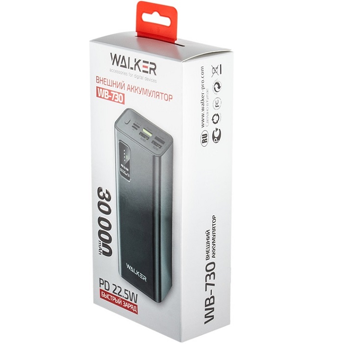 Внешний АКБ WALKER WB-730 (30000mAh) черное 2
