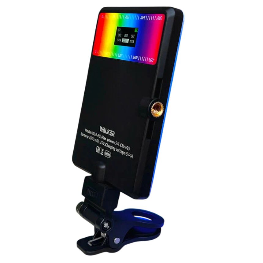 Свет для съемки WALKER WLR-A8, RGB, портативный, с диспеем, черный 3
