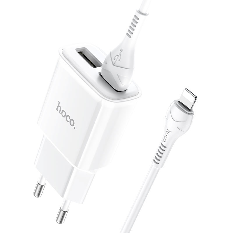 Сетевое ЗУ 2USB 2.4A HOCO C88A, Star, Lightning, белый