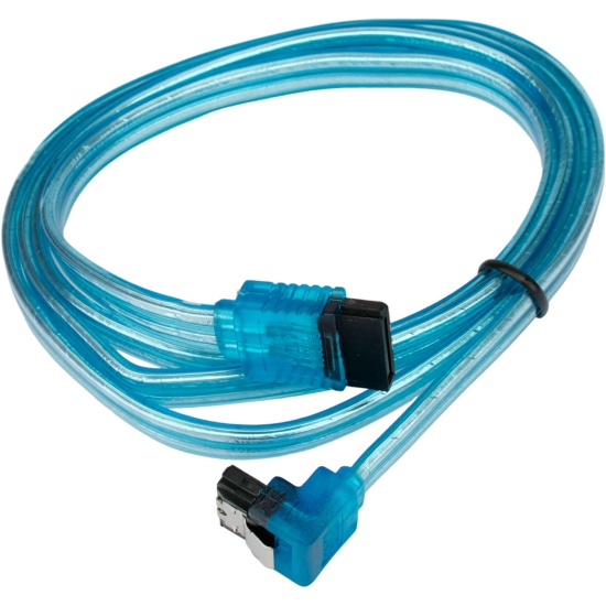 Кабель интерфейсный SATAIII  0.5м Cablexpert CC-SATAM-DATA90-TR-50CM, Sata3 7pin/7pin, мет.защелка, угловой разъем, прозрачный, пакет