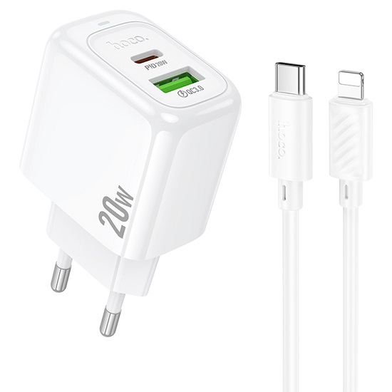 Сетевое ЗУ 1USB/1Type-C HOCO CS54A белый, Type-C-Lighting