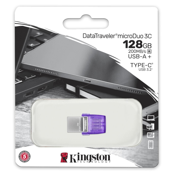 USB 128Gb Kingston DataTraveler microDuo 3C (USB 3.0/3.2 + Type C) 3
