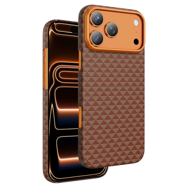 Задняя накладка KEEPHONE KEVILAR PARIS CARBON MAGSAFE CASE для iPhone 17 PRO, ORANGE