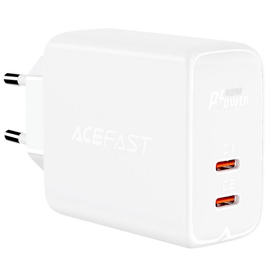 Сетевое ЗУ 2Type-C ACEFAST A9, белый, 40Вт (6974316280200)