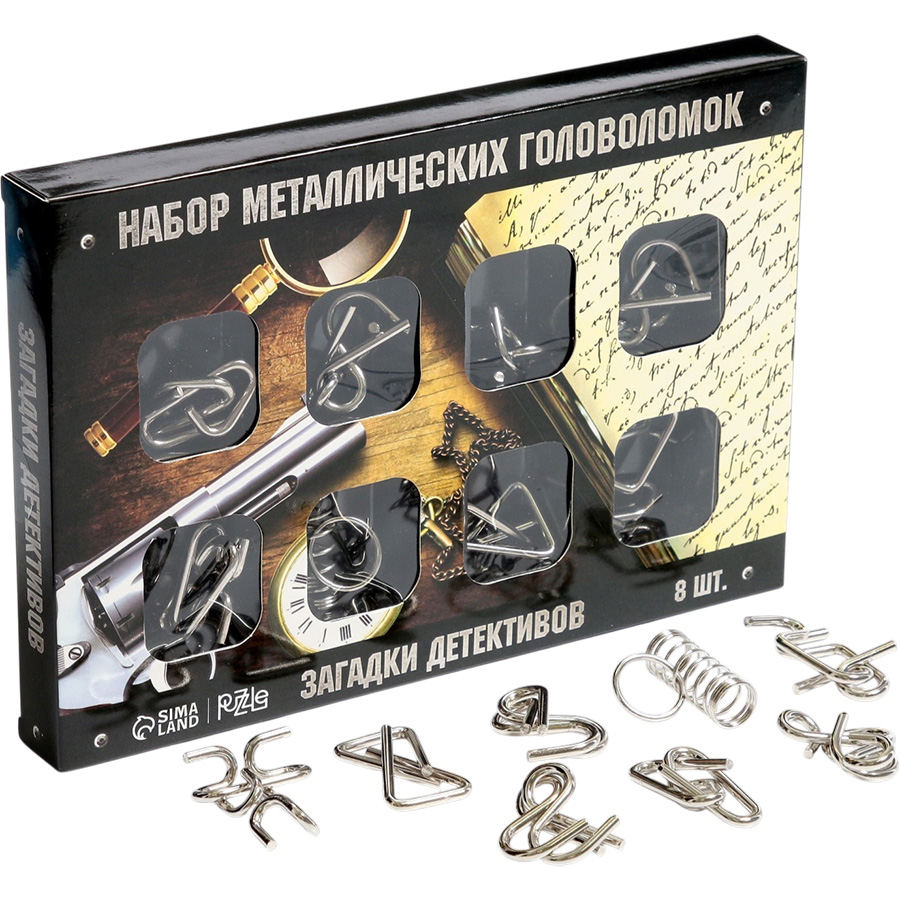 Головоломка металлическая Puzzle «Загадки детективов» набор 8 шт. 3302590