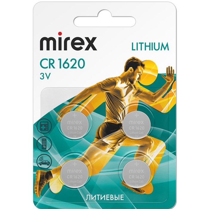 Элемент питания MIREX CR1620 BL-4 (4/216/648), ecopack
