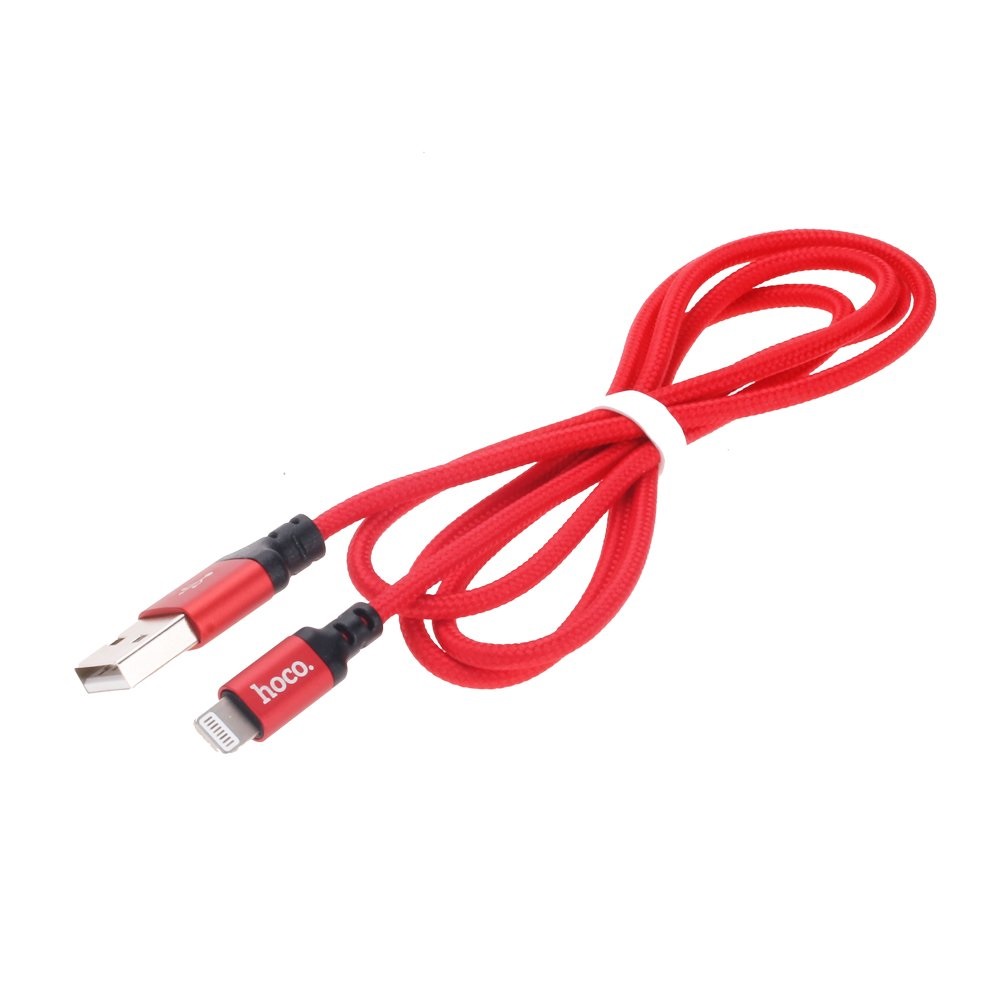 Кабель USB <--> Lightning  2.0м HOCO Times speed X14 в переплёте, красный
