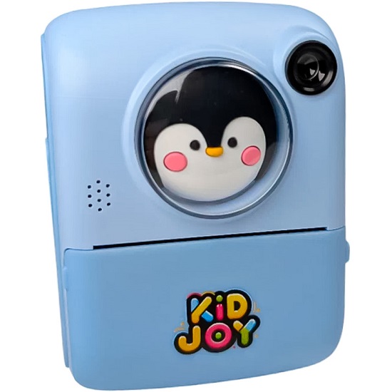 Детская камера c печатью фотографий Kid Joy Print Cam, 2.0'' HD экран, (KDJ-P27) голубая с пингвином