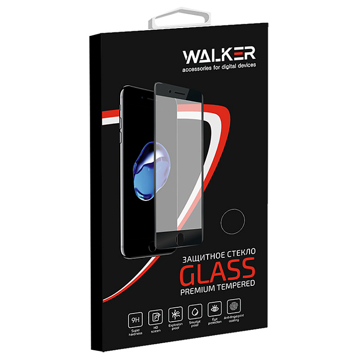 Противоударное стекло WALKER для Samsung Galaxy A22/A31/A32/A33 черное, полный клей
