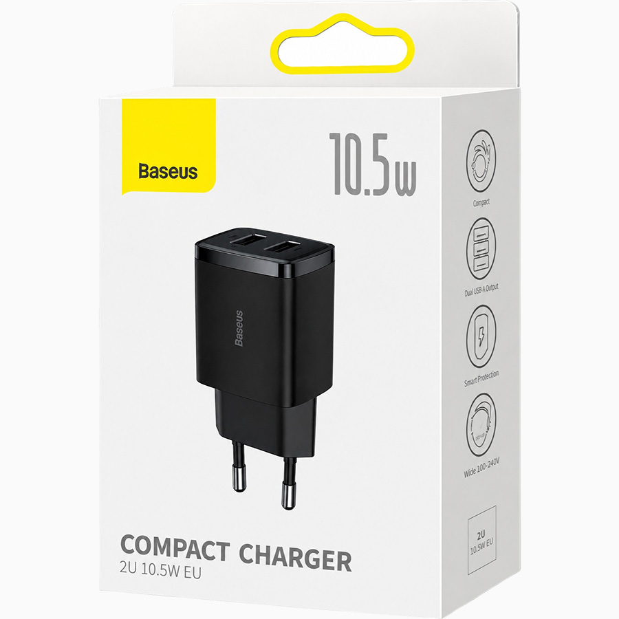 Сетевое ЗУ 2USB BASEUS CCXJ010201 черный, 10.5W 6
