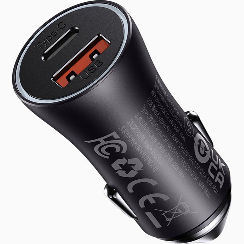 Авто ЗУ 2USB BASEUS CGJM000013 серый, 60W 2