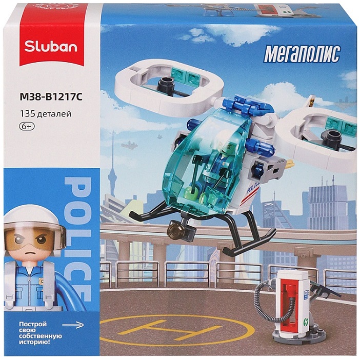 Конструктор SLUBAN Полицейский вертолет 135 дет., 1 фигурка M38-B1217C