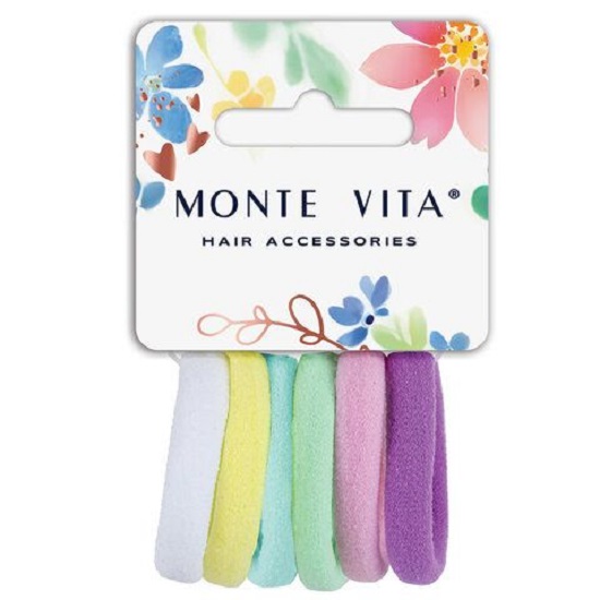 Резинки для волос НАБОР 6 шт, мягкие, средние, пастельные цвета MONTE VITA 457047