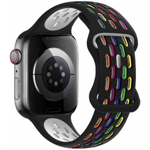 Силиконовый ремешок HOCO WA19 для APPLE Watch 38/40/41mm двухцветный, чёрный, разноцветные пятна