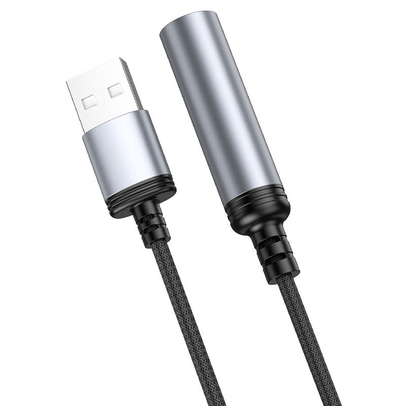 Прикуриватель, USB HOCO, UA30, серебряный 5