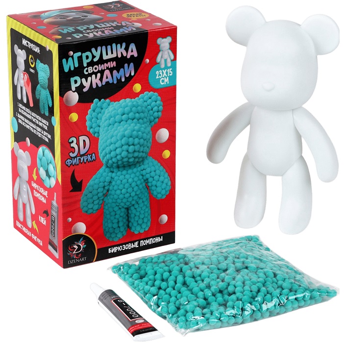 Игрушка помпонами «Медведь», мятный 10133476 2