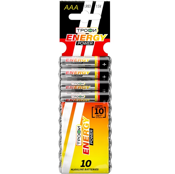 Элемент питания ТРОФИ LR03 ENERGY POWER strip BL-10 (100/1000/28000)