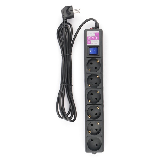 Сетевой удлинитель  3.0м POWER CUBE SPG6-B3M, черный, 6 розеток, 16А