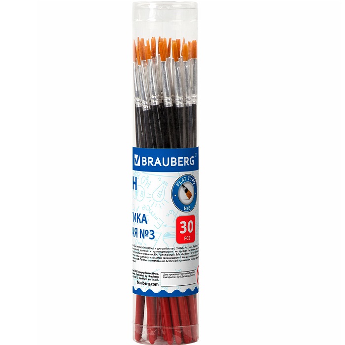 Кисть BRAUBERG синтетика, плоская, №3, 200866