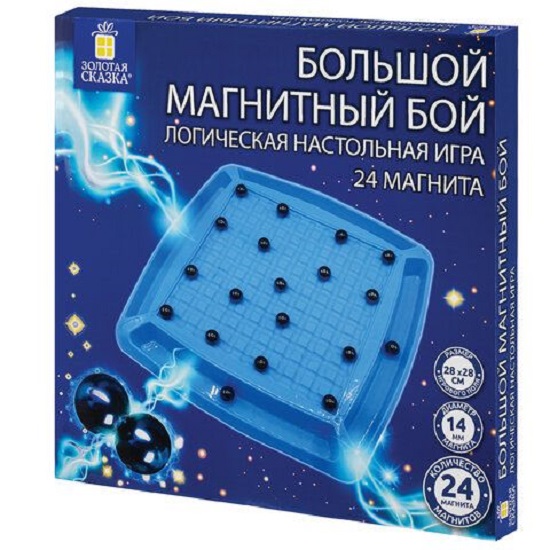 Игра настольная логическая "Магнитный бой", 24 магнита, доска 28*28 см, ЗОЛОТАЯ СКАЗКА, 665894