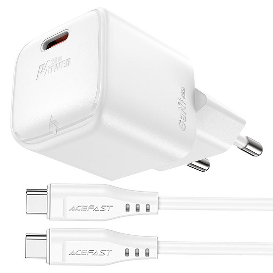 Сетевое ЗУ 1Type-C ACEFAST A73, Mini, белый, 20Вт, Type-c-Type-C
